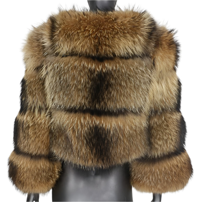 Vegan Raccoon Three Tier Fur Coat