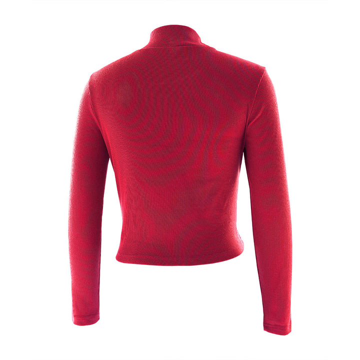 Long Sleeved Rib High Neck Sweater Top