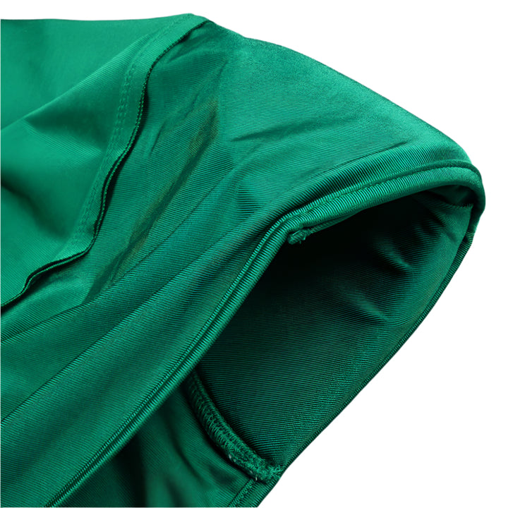 Wide Shoulder Green Dress With Gloves