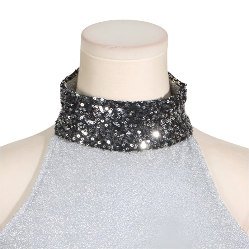 Sequin Neck Halter Top