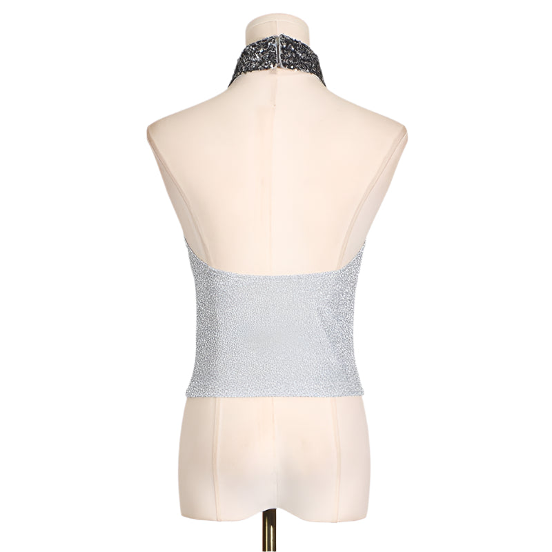 Sequin Neck Halter Top