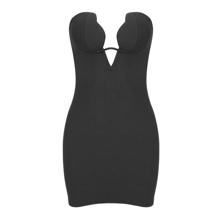 V-Neck Strapless Bandage Dress