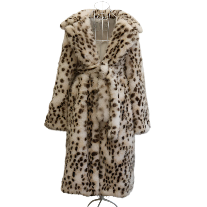 Leopard Print Faux Fur Trench Coat