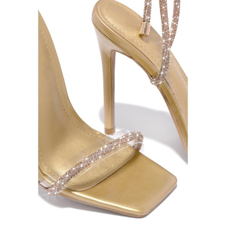 Lace-up Rhinestone Stiletto Heels