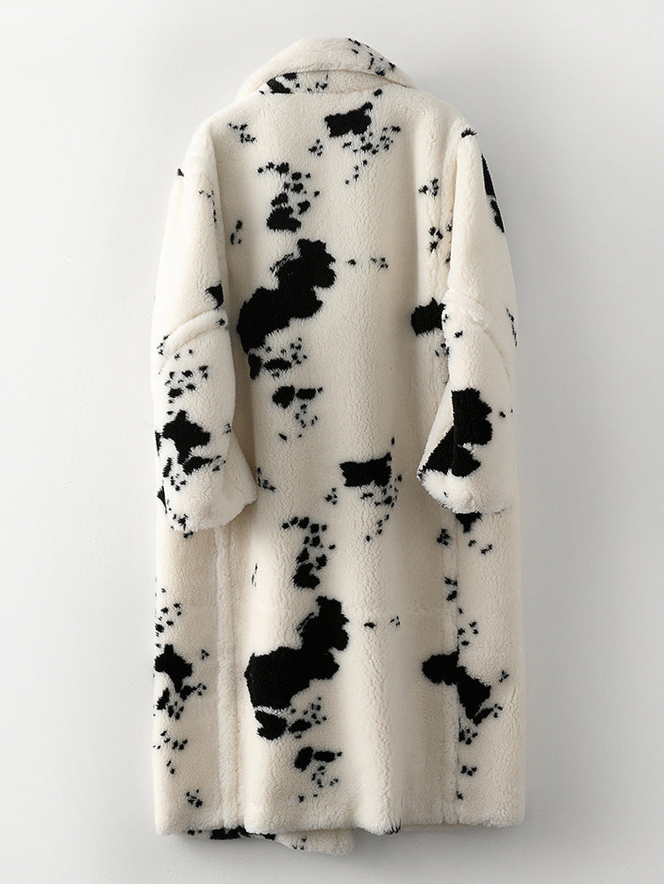 Cow Print Casual Oversized Trench Coat