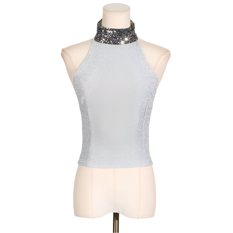 Sequin Neck Halter Top