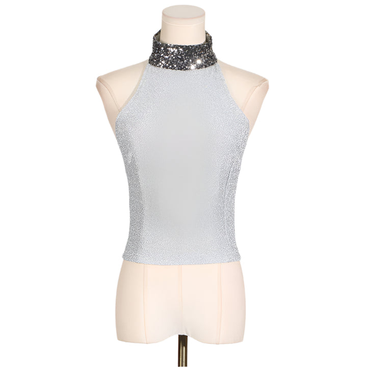 Sequin Neck Halter Top