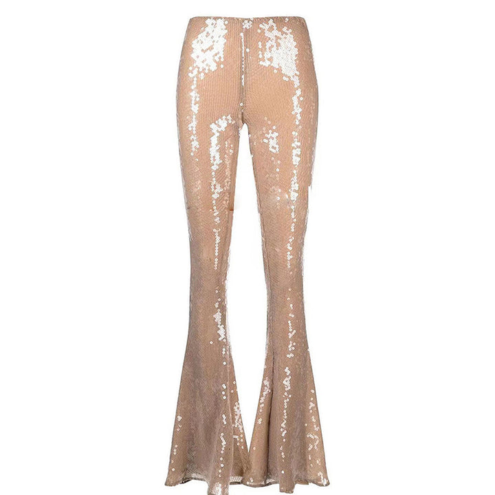 Sheer Sequin Flare Trousers