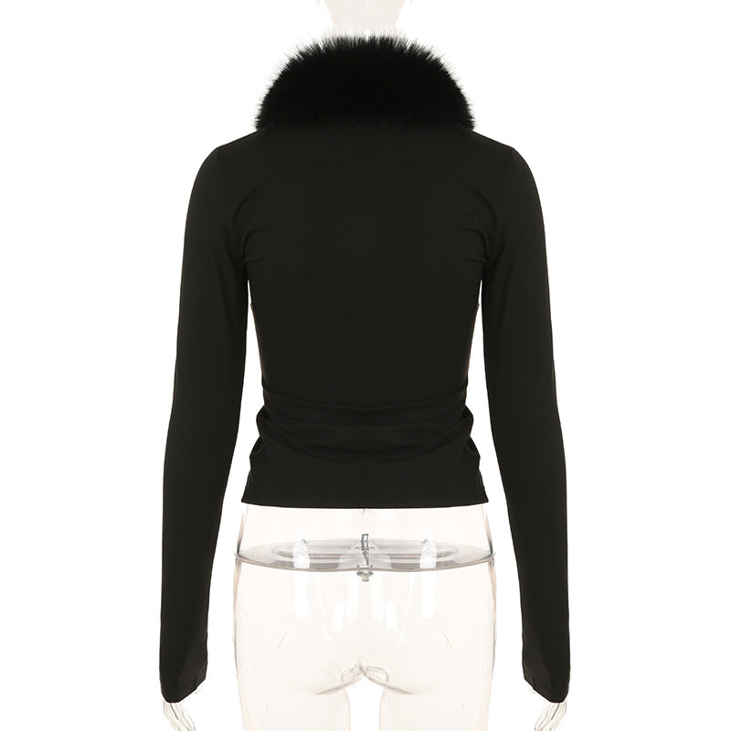 Vegan Fur Trimmed Top