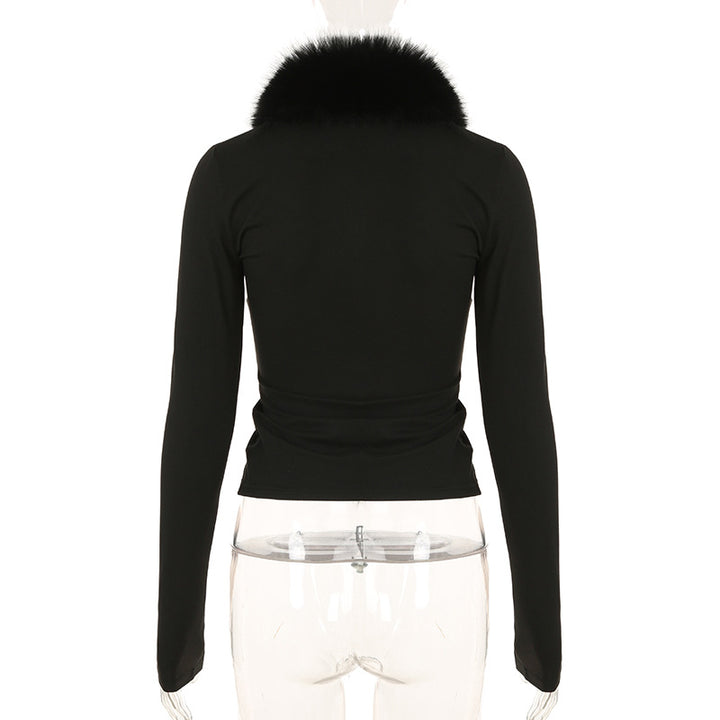 Vegan Fur Trimmed Top