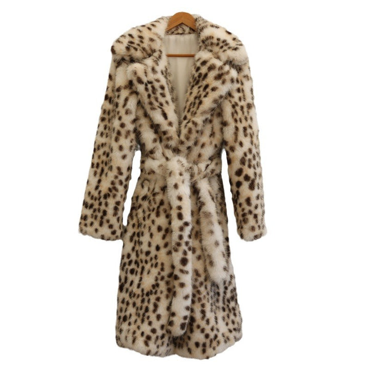 Leopard Print Faux Fur Trench Coat