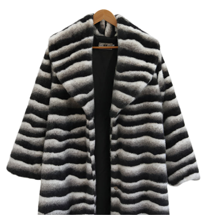 Vegan Fur Coat Mink Zebra Long Trench Coat