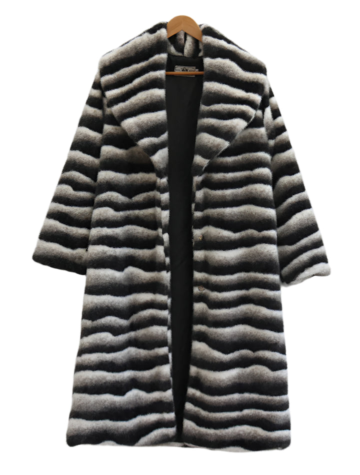 Vegan Fur Coat Mink Zebra Long Trench Coat