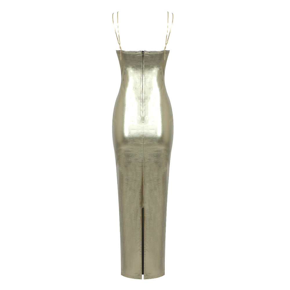 Metallic Chain Strap Dress