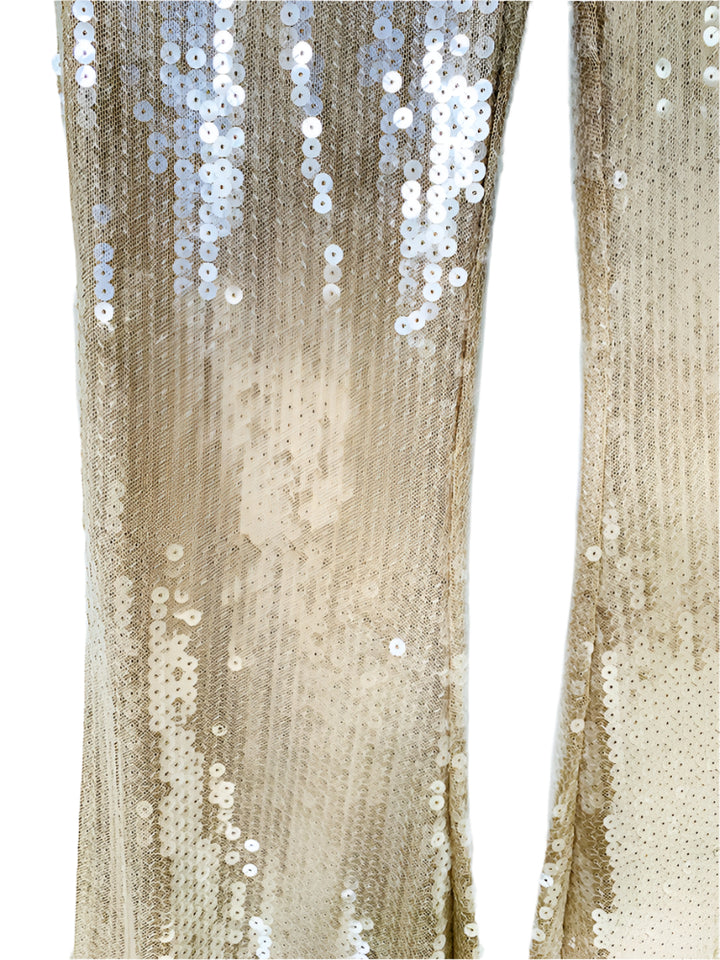 Sheer Sequin Flare Trousers