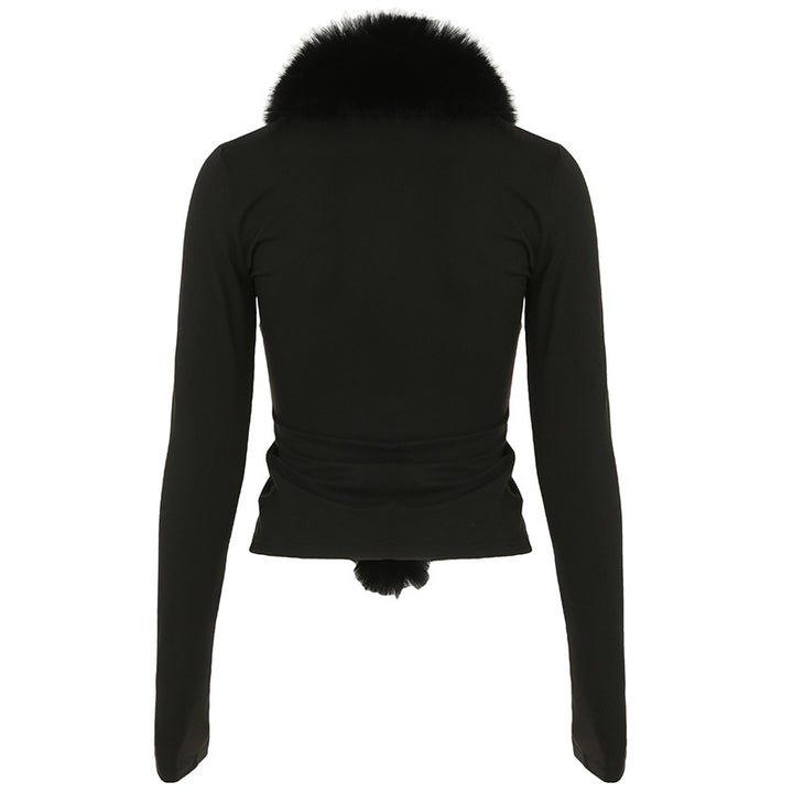 Vegan Fur Trimmed Top