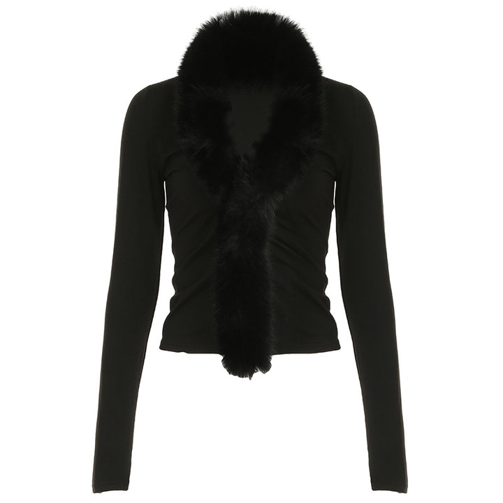 Vegan Fur Trimmed Top