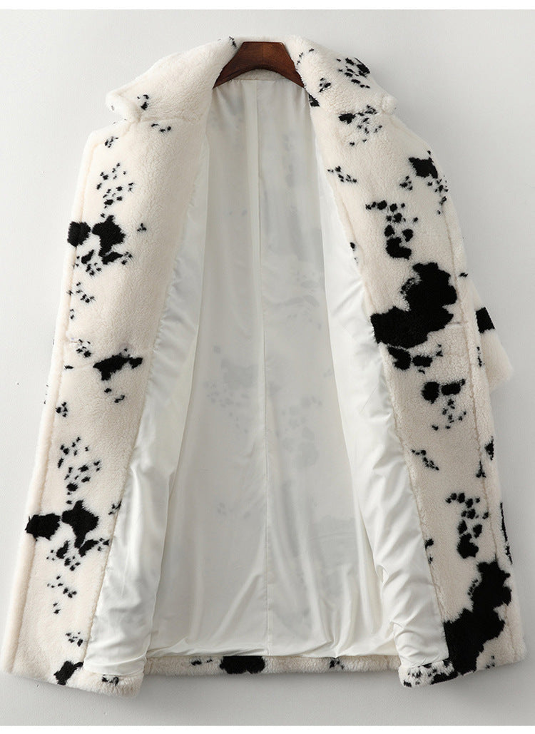 Cow Print Casual Oversized Trench Coat