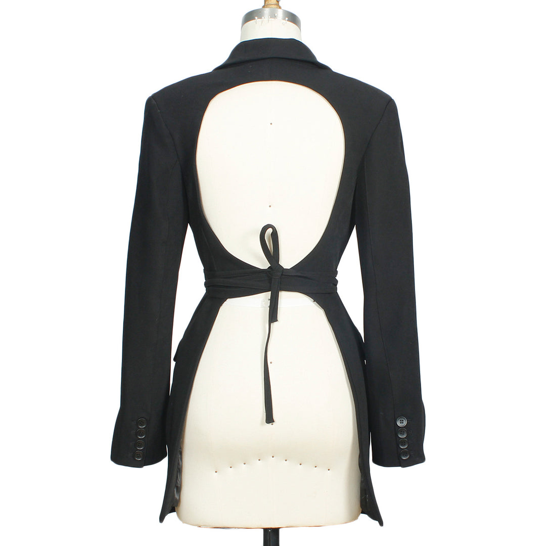 Backless Tie Waist Blazer