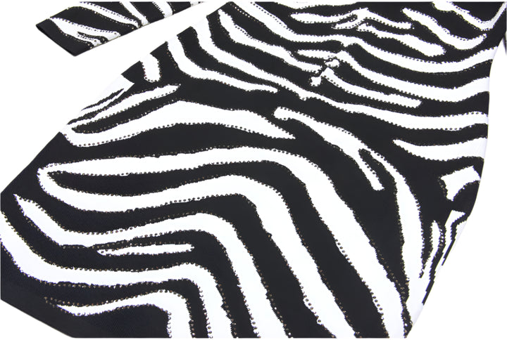 Round Neck Rhinestone Zebra Dress