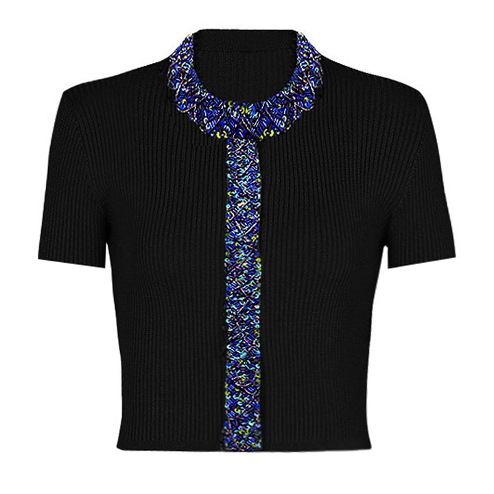 Beaded Mock Neck Top