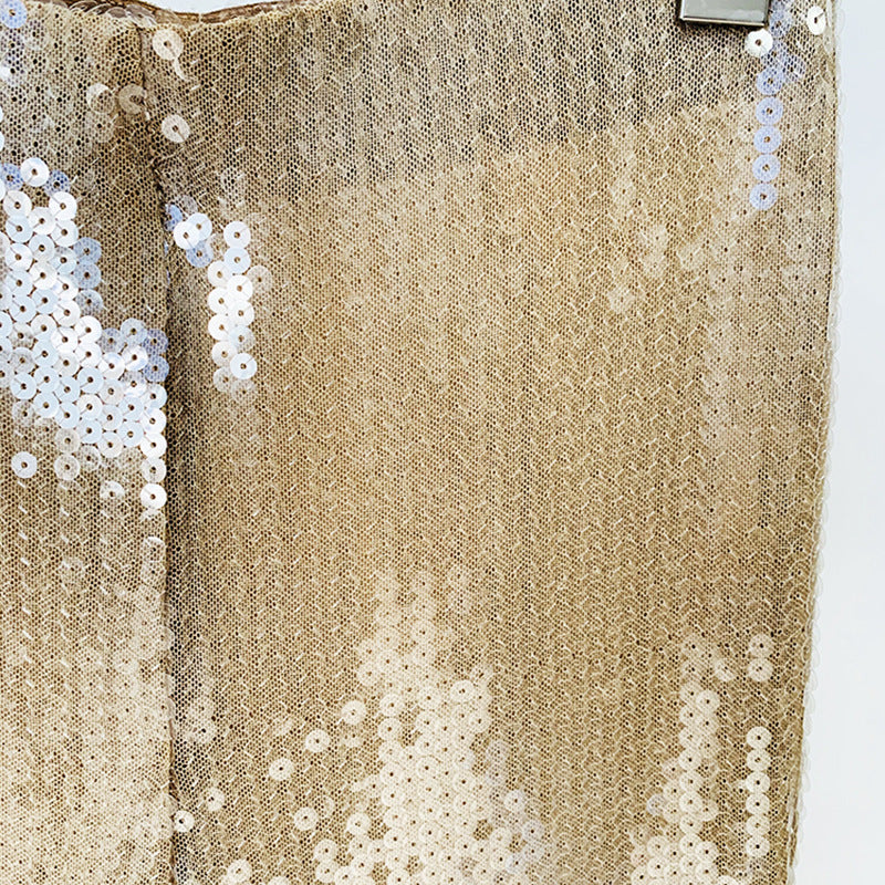 Sheer Sequin Flare Trousers