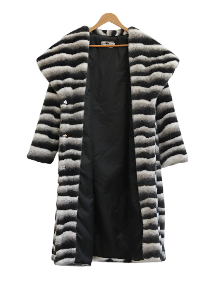 Vegan Fur Coat Mink Zebra Long Trench Coat