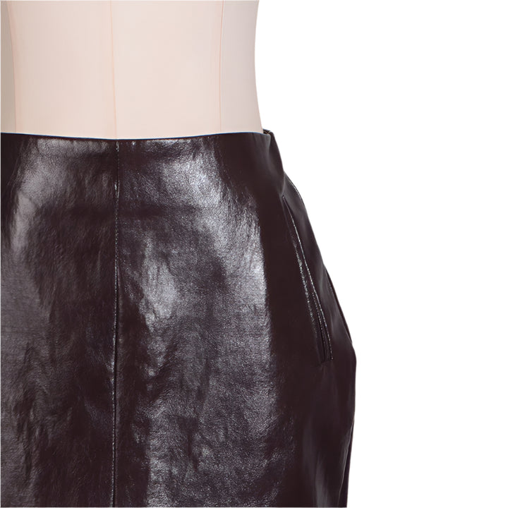 Vegan Leather Midi Feather Skirt