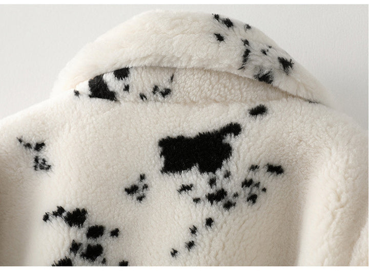 Cow Print Casual Oversized Trench Coat