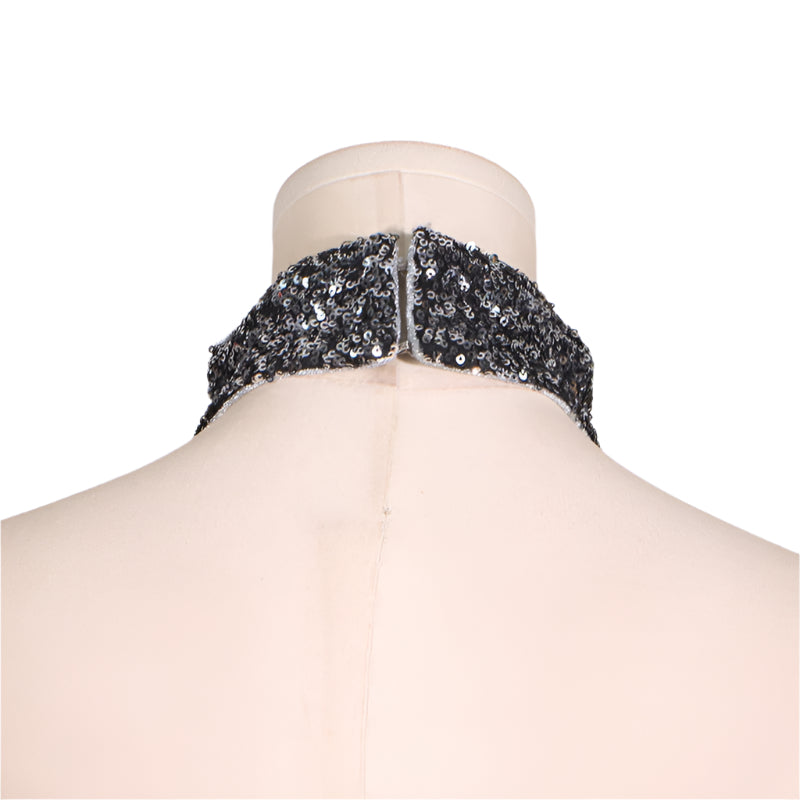 Sequin Neck Halter Top