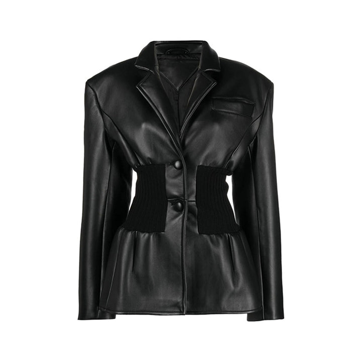 Vegan Leather Tight Waist Jacket