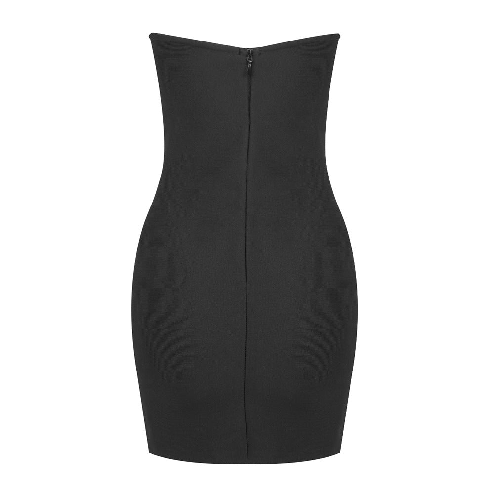 V-Neck Strapless Bandage Dress