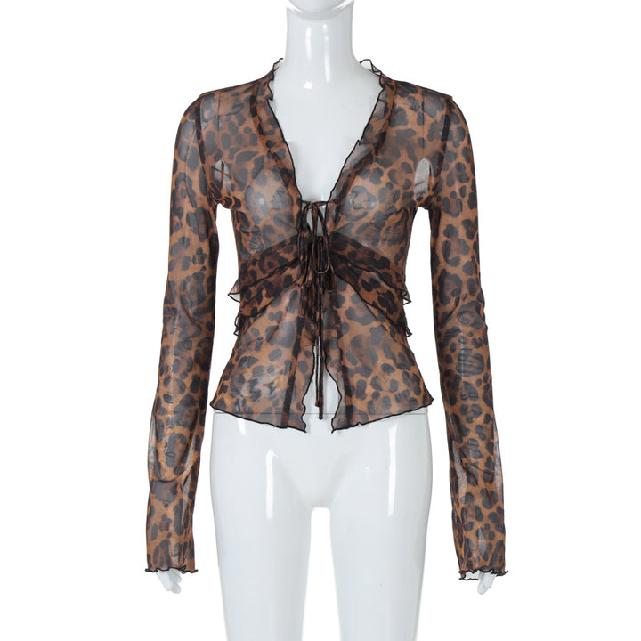 Leopard Sheer Mesh Top