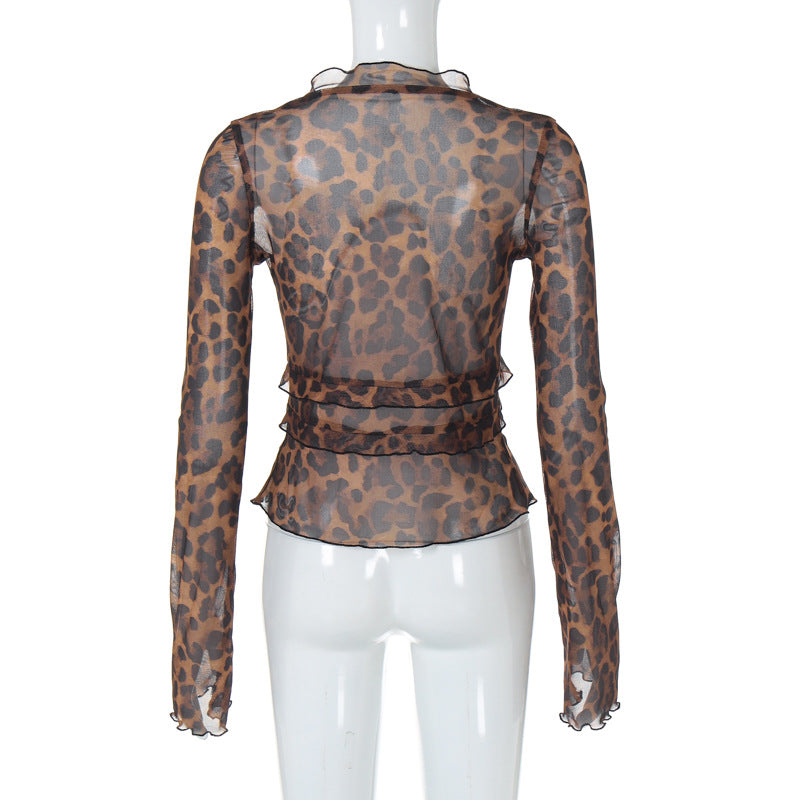 Leopard Sheer Mesh Top