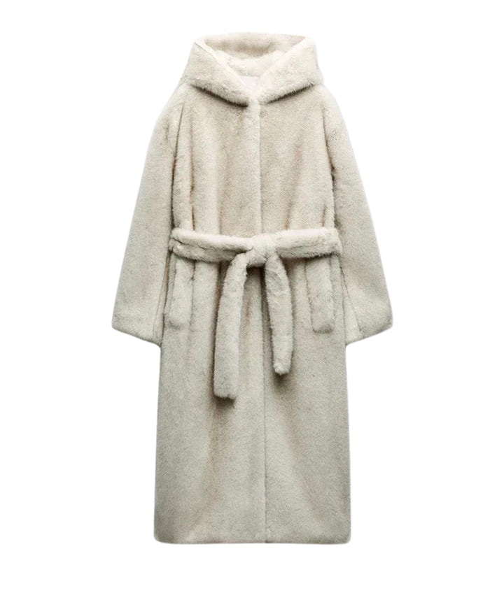 Winter Hooded Eco Fur Coat