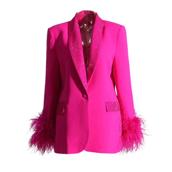 Ostrich Feather Diamond Decorative Blazer