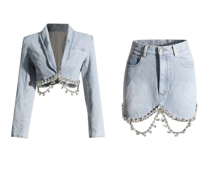 Denim Diamond Two Piece Set