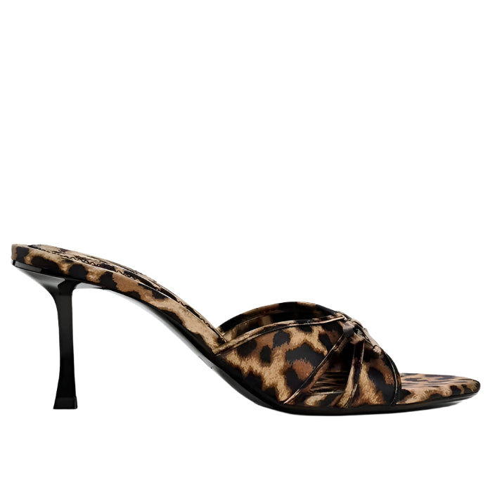 Bow Leopard Kitten Heel Sandals