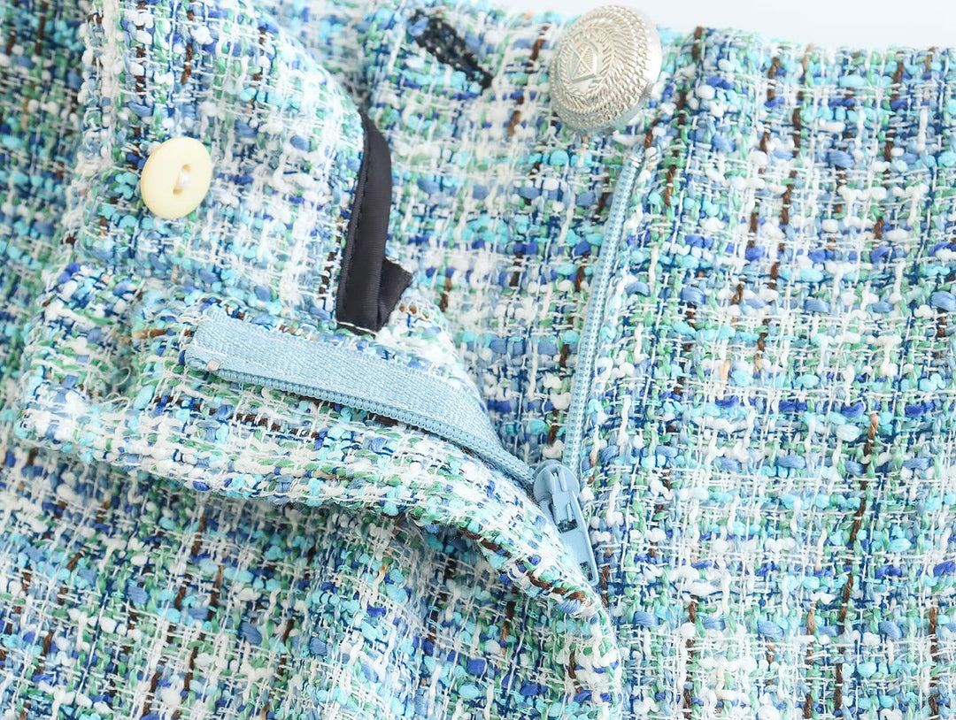 Blue Tweed Shorts