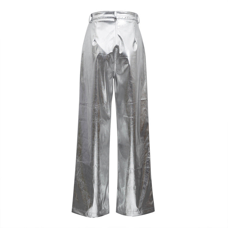 Silver Vegan Leather Pants