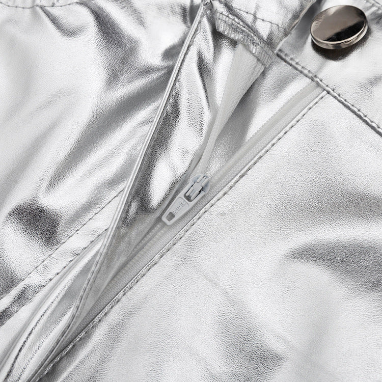 Silver Vegan Leather Pants