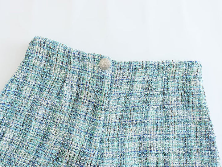 Blue Tweed Shorts