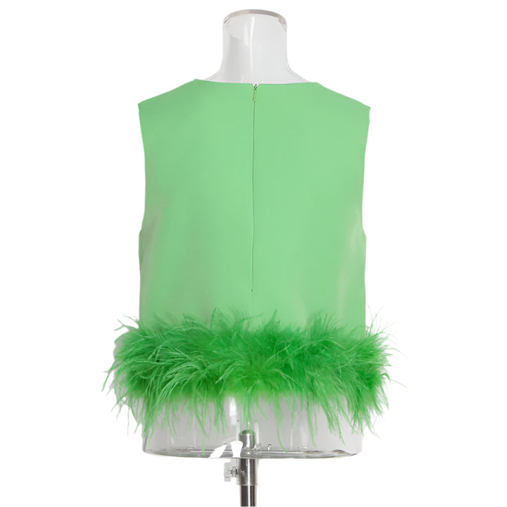 Sleeveless Feather Crop Top