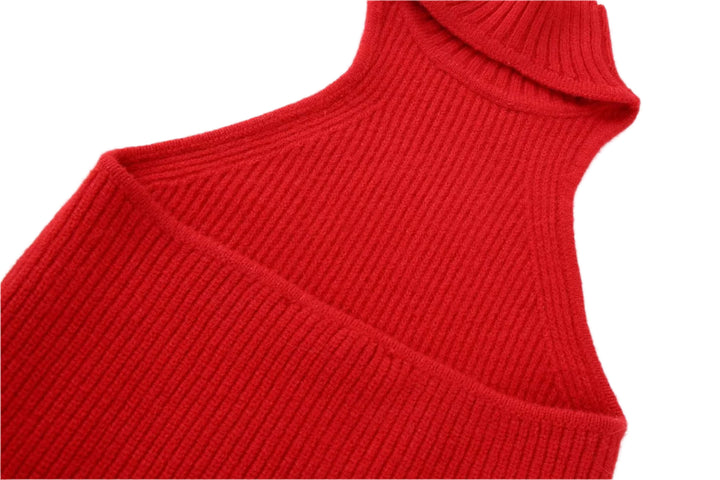 Sleeveless Red Turtle Neck Top