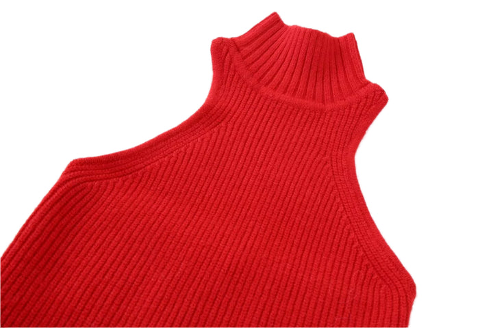 Sleeveless Red Turtle Neck Top