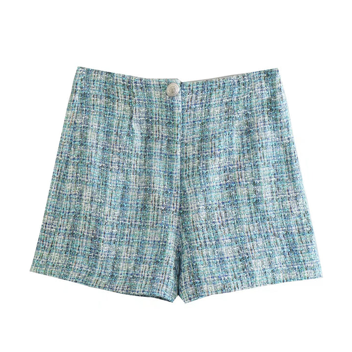 Blue Tweed Shorts