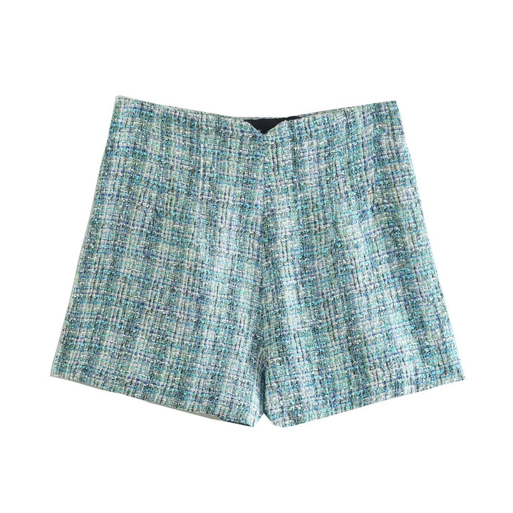 Blue Tweed Shorts