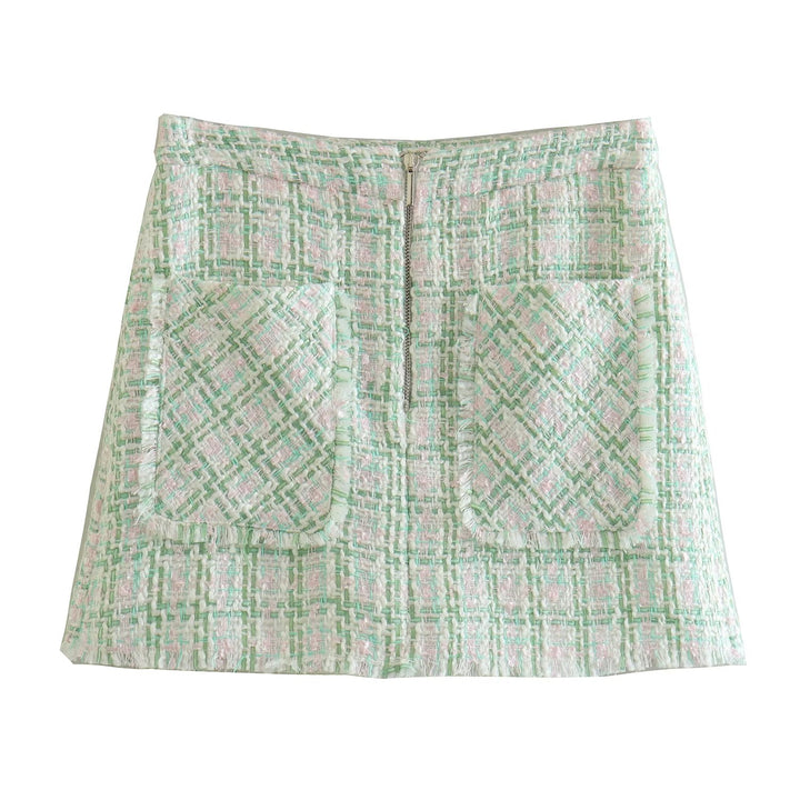 Tweed High Waist Skirt Shorts