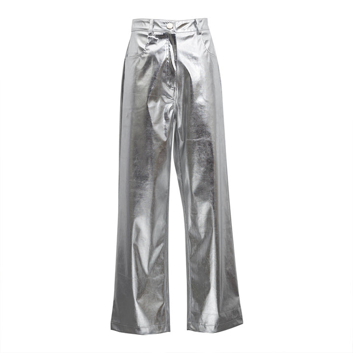 Silver Vegan Leather Pants