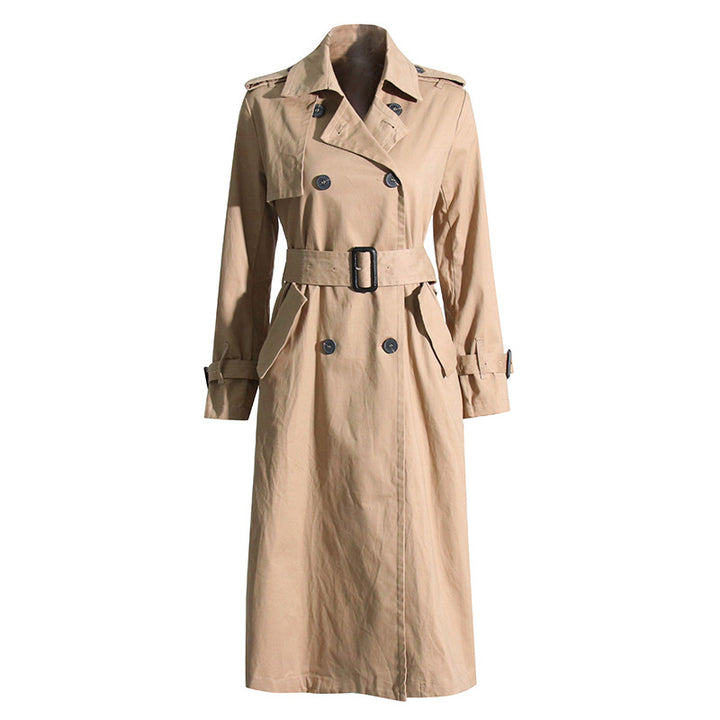 Tie Waist Mid Length Khaki Trench Coat